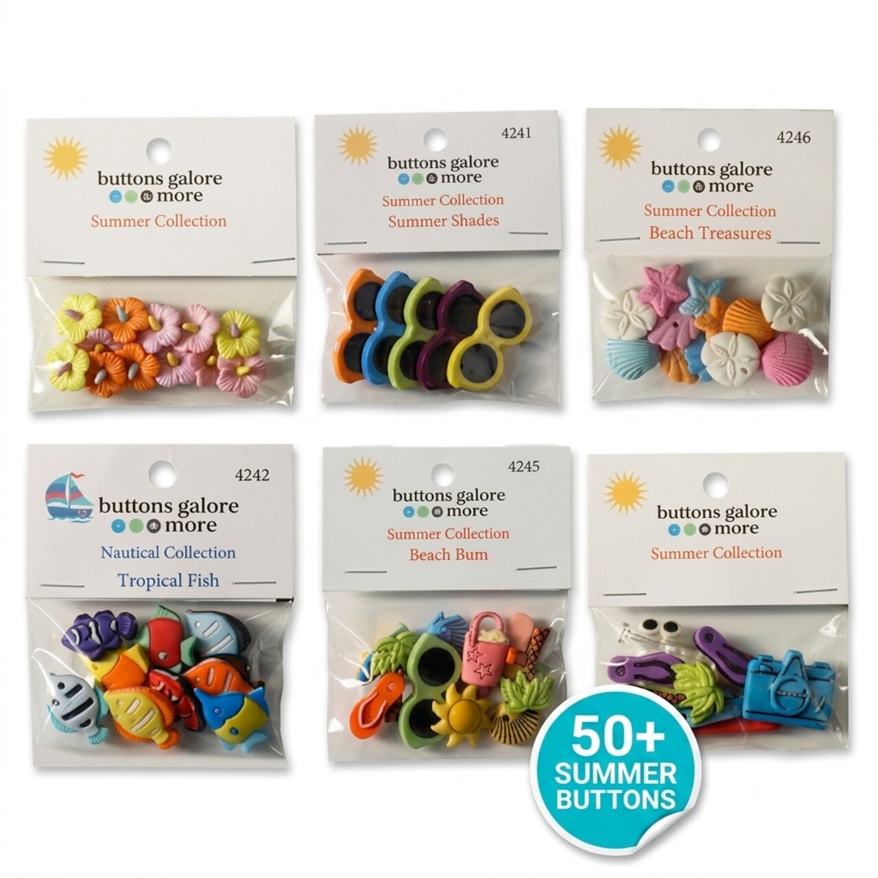 Buttons Galore 50+ Assorted Spring Buttons Bundle for Sewing & Crafts - Set of 6 Button Packs